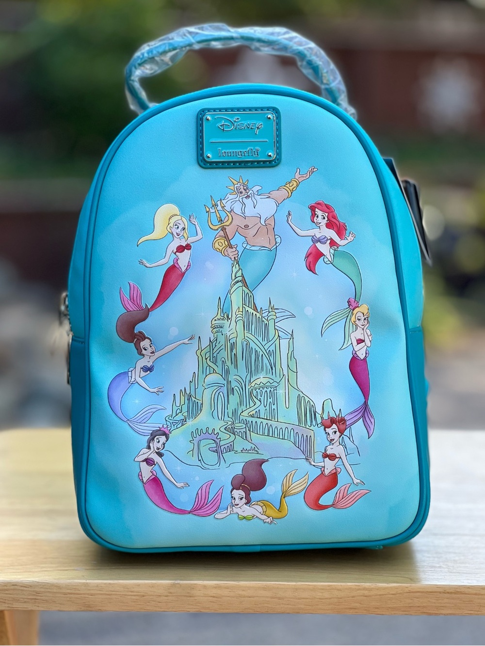 Loungefly The Little Mermaid King Triton and Daughters Mini Backpack NWT